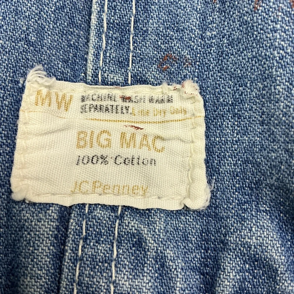 Vintage Big Mac 70s denim bib overalls USA made waist 31/32, 27 in inseam